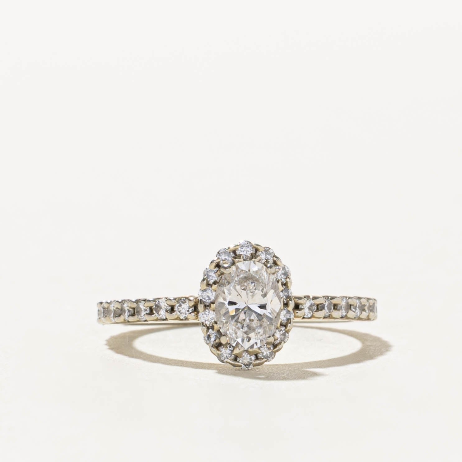 19k Oval Cut Diamond Halo Engagement Ring | 0.73ctw | SZ 4.5