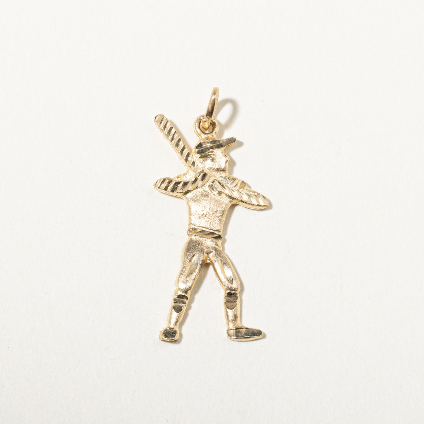 9k Yellow Gold Diamond-Cut Baseball Batter Charm