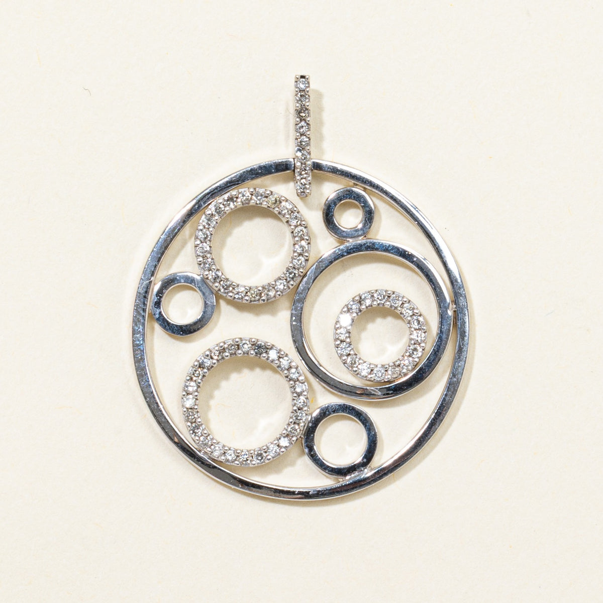 14k Eternity Diamond Openwork Circle Pendant