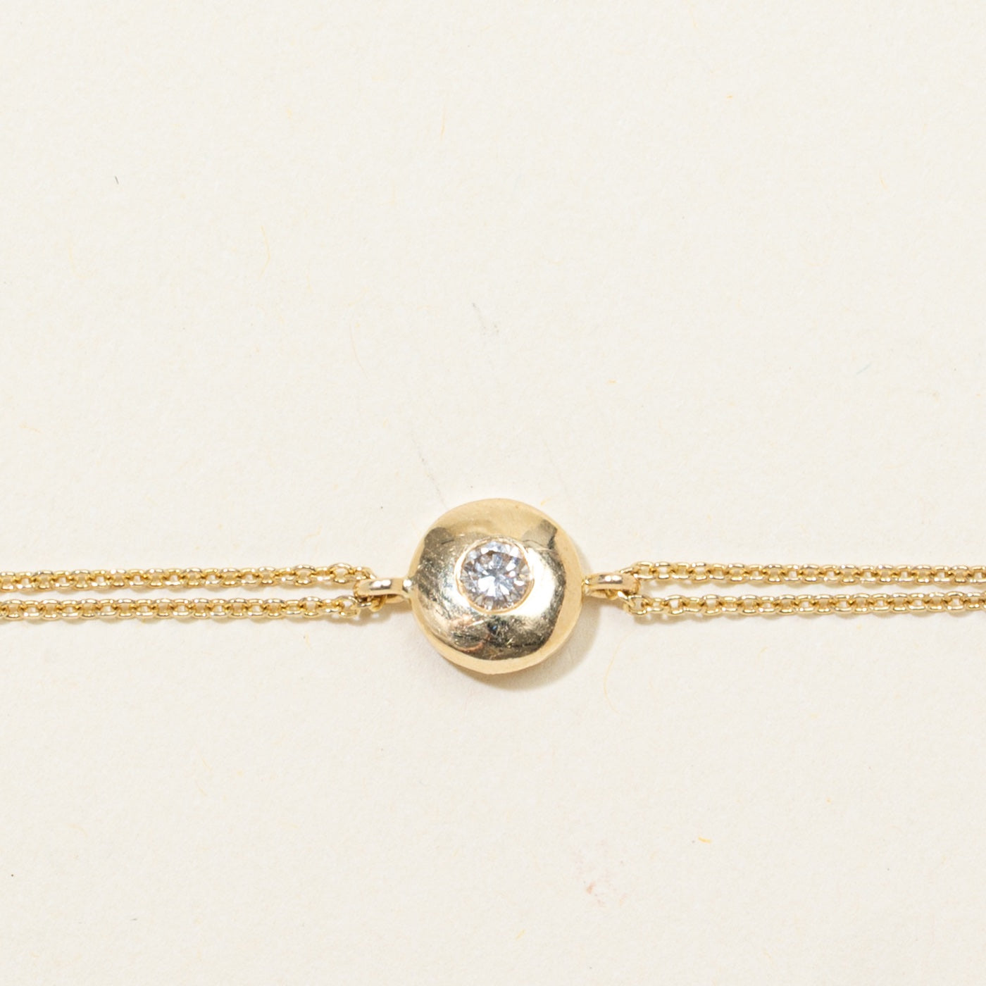 14k Bezel Set Diamond Cable Link Bracelet | 8mm | 6.5"