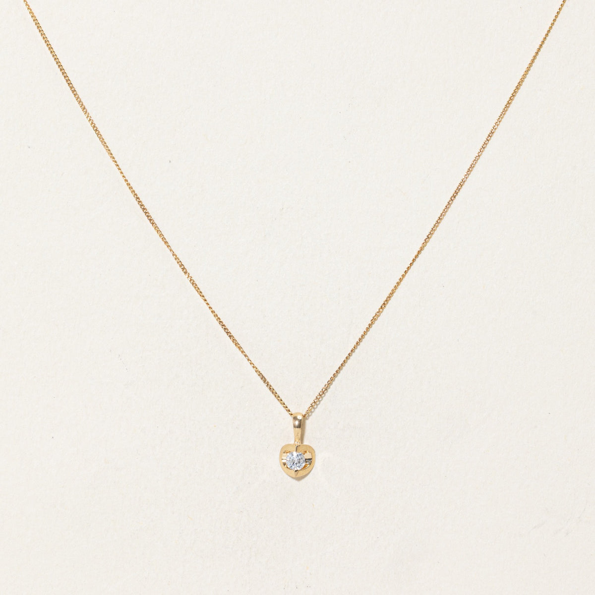 14k Tension Set Diamond Heart Pendant Necklace | 19"