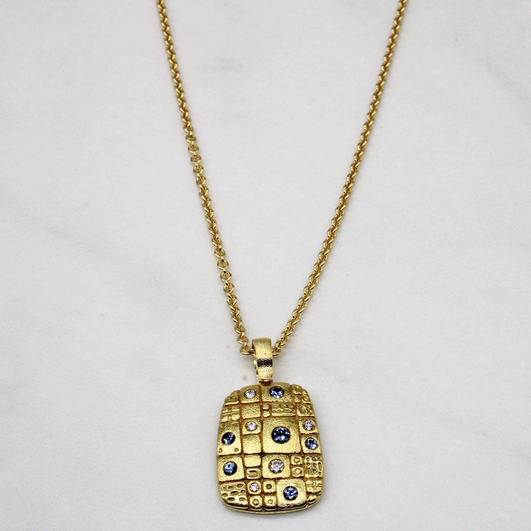 'Alex Sepkus' Pathway Pendant Sapphire & Diamond 18k Necklace | 0.32ctw, 0.09ctw | 18" | - 100 Ways