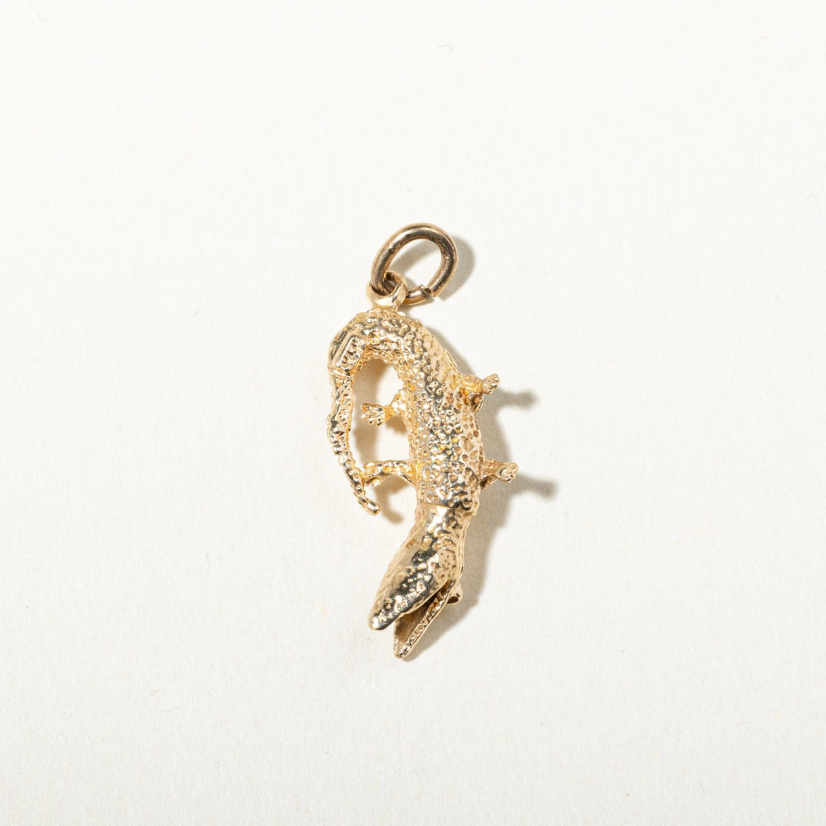 14k Yellow Gold Textured Lizard Charm