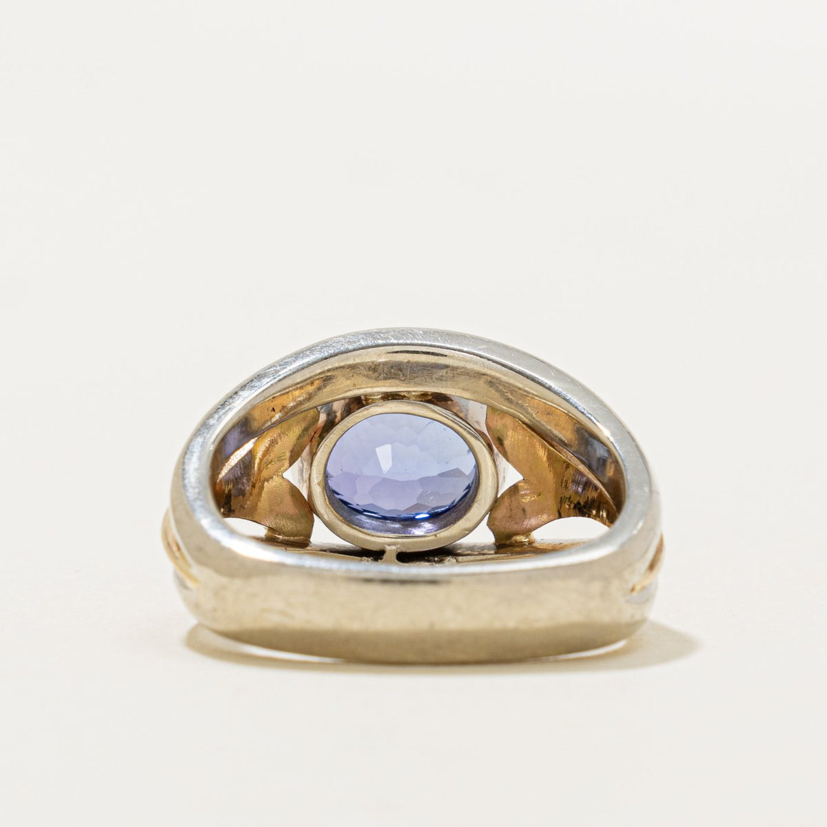 14k Two Tone East West Bezel Set Tanzanite Ring | 1.75ct | SZ 7.25