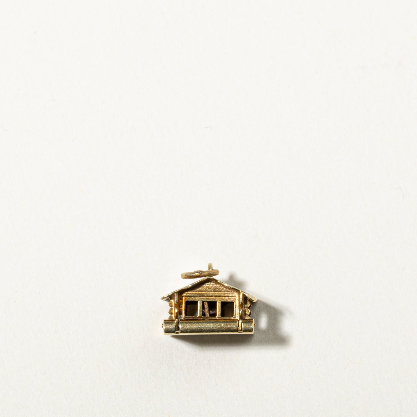 14k Yellow Gold Kinetic Log Cabin Charm