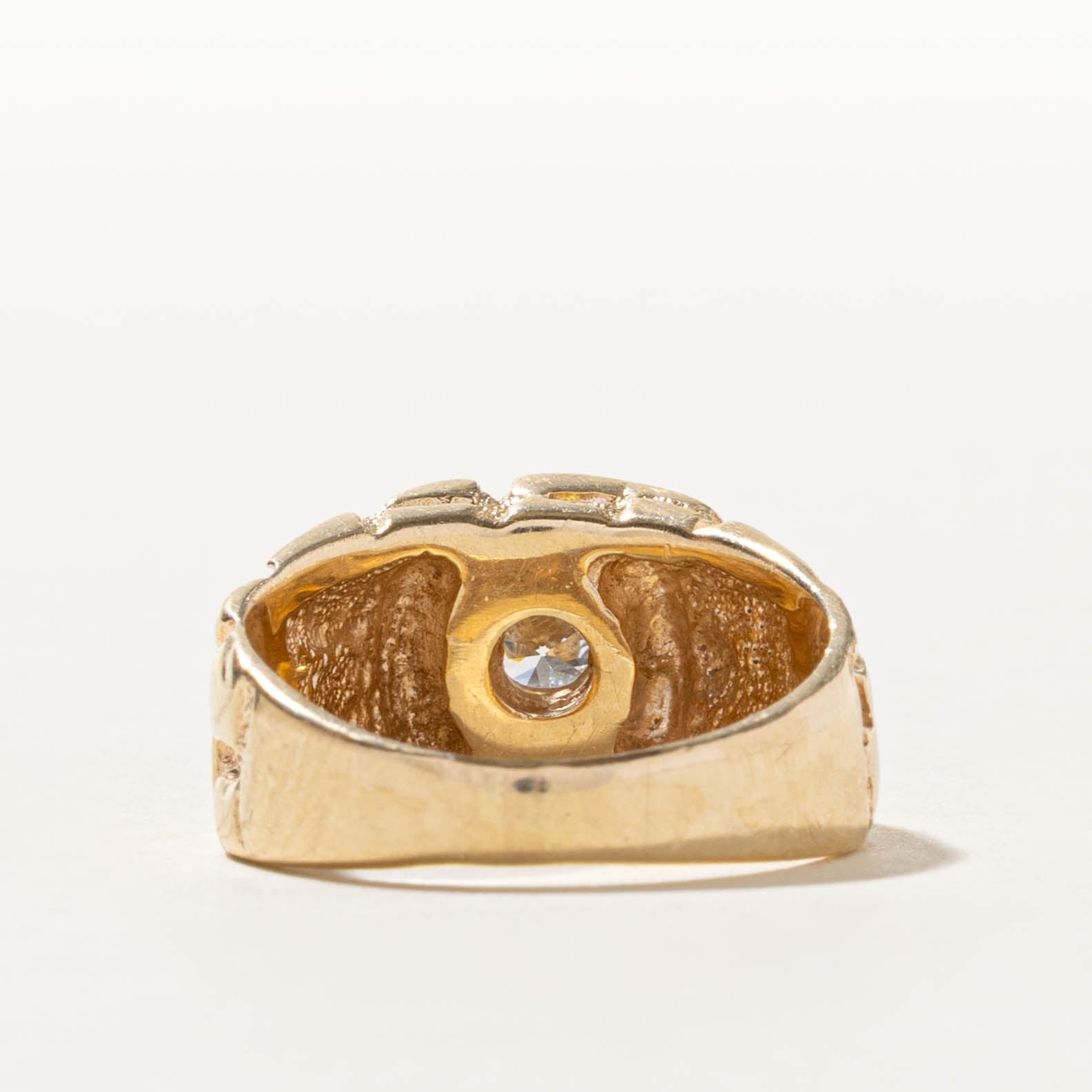 14k Solitaire Diamond Faux Nuggety Dome Ring | 0.57ct | SZ 8