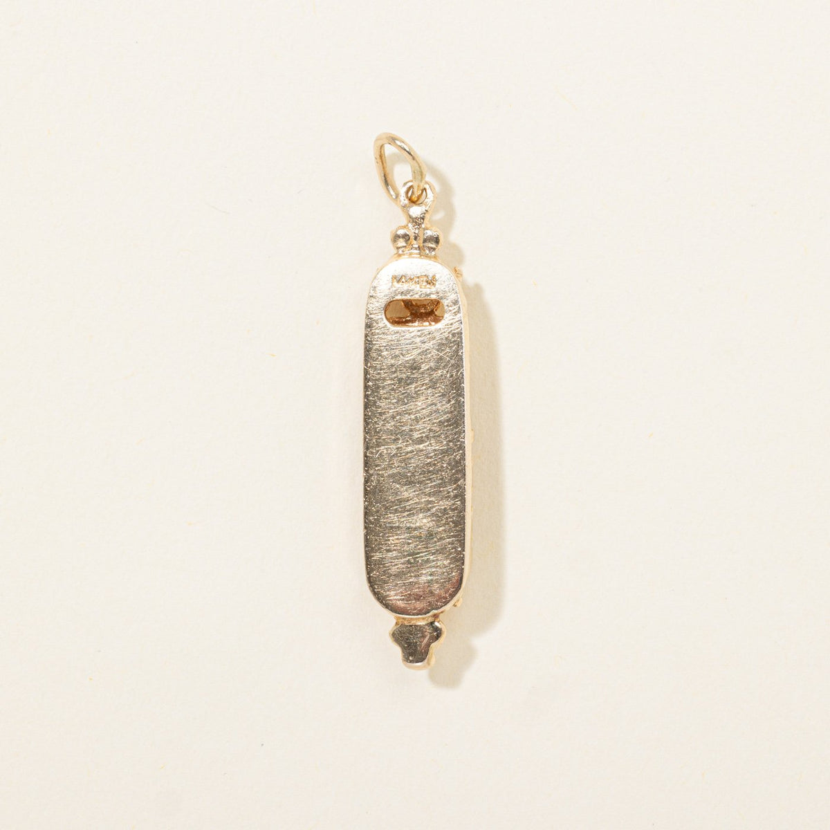 14k Diamond Filigree Ornate Mezuzah Pendant | 0.06ct