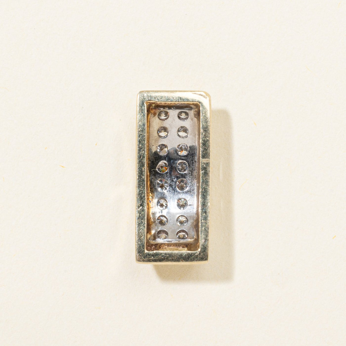 10k Pave Set Diamond Bar Drop Pendant | 0.48ctw