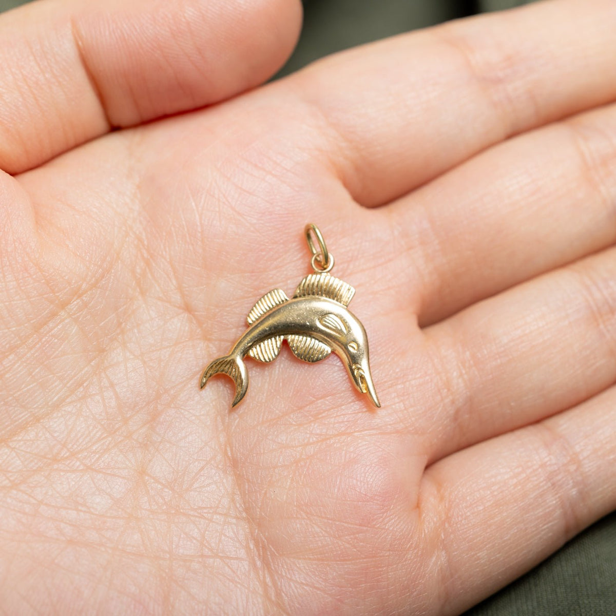 14k Yellow Gold Swordfish Charm