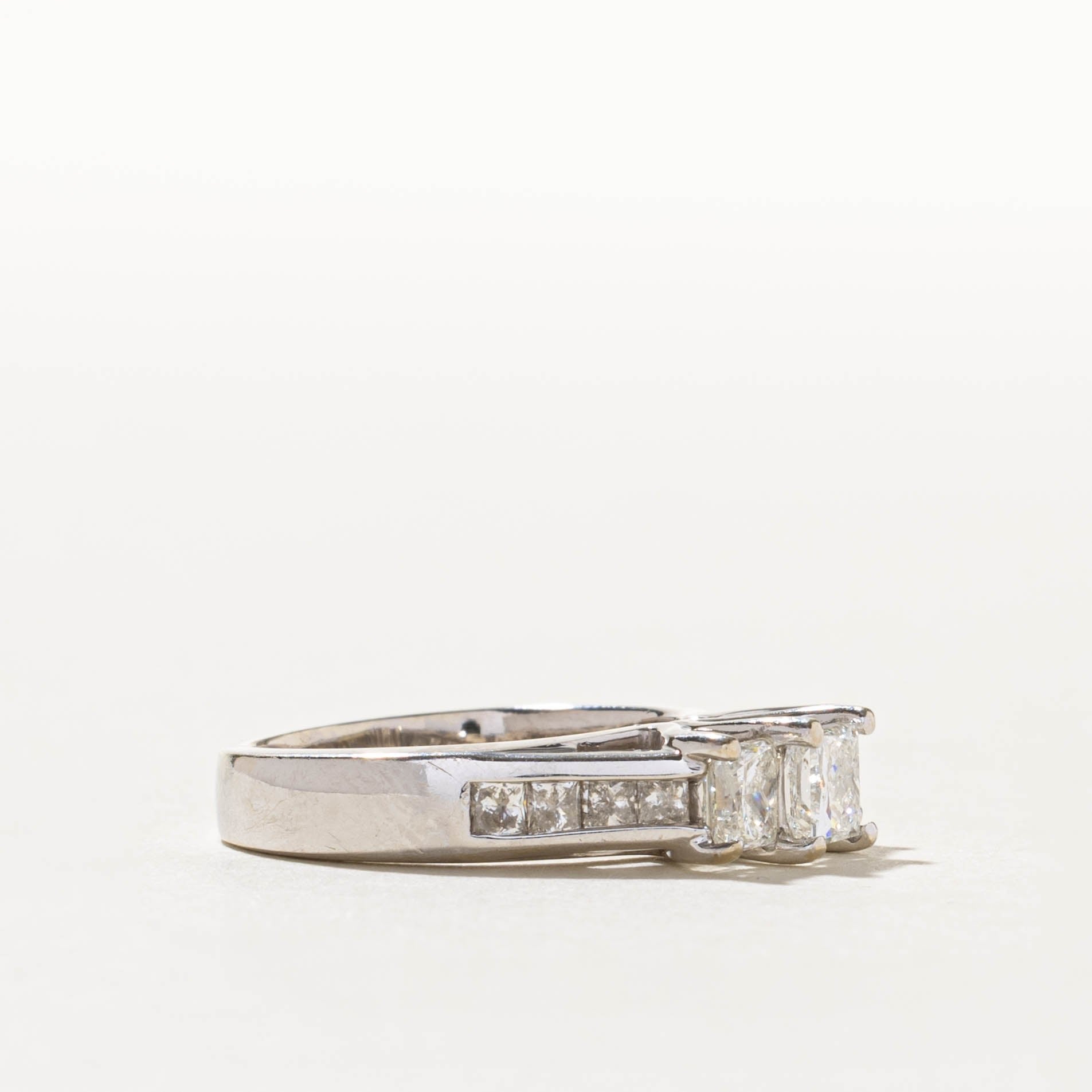 14k Three Stone Princess Cut Diamond Ring | 1.58ctw | SZ 6