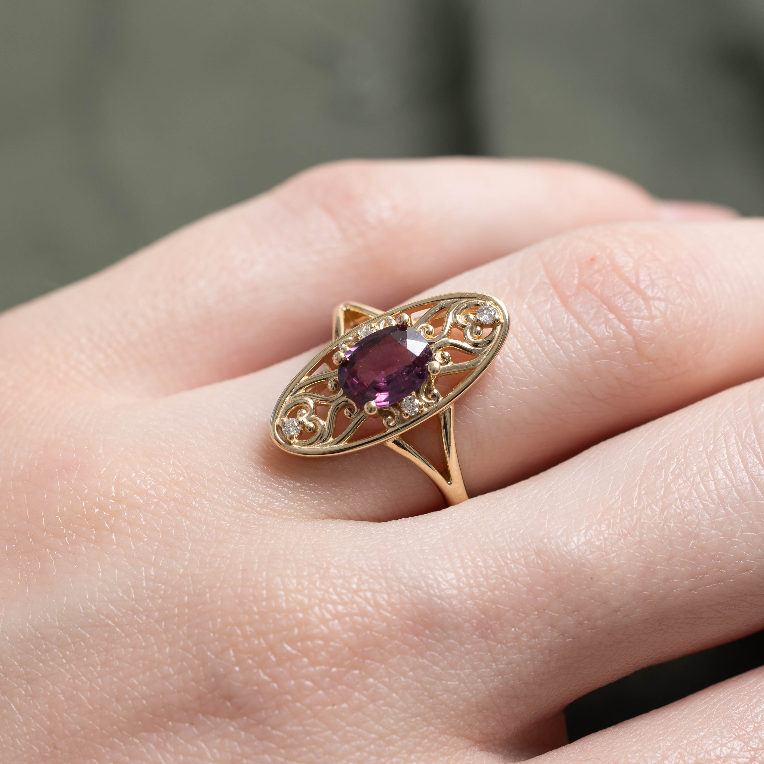 '100 Ways' 10k Ruby & Diamond Navette Ring | 0.82ct, 0.05ctw | SZ 5.5