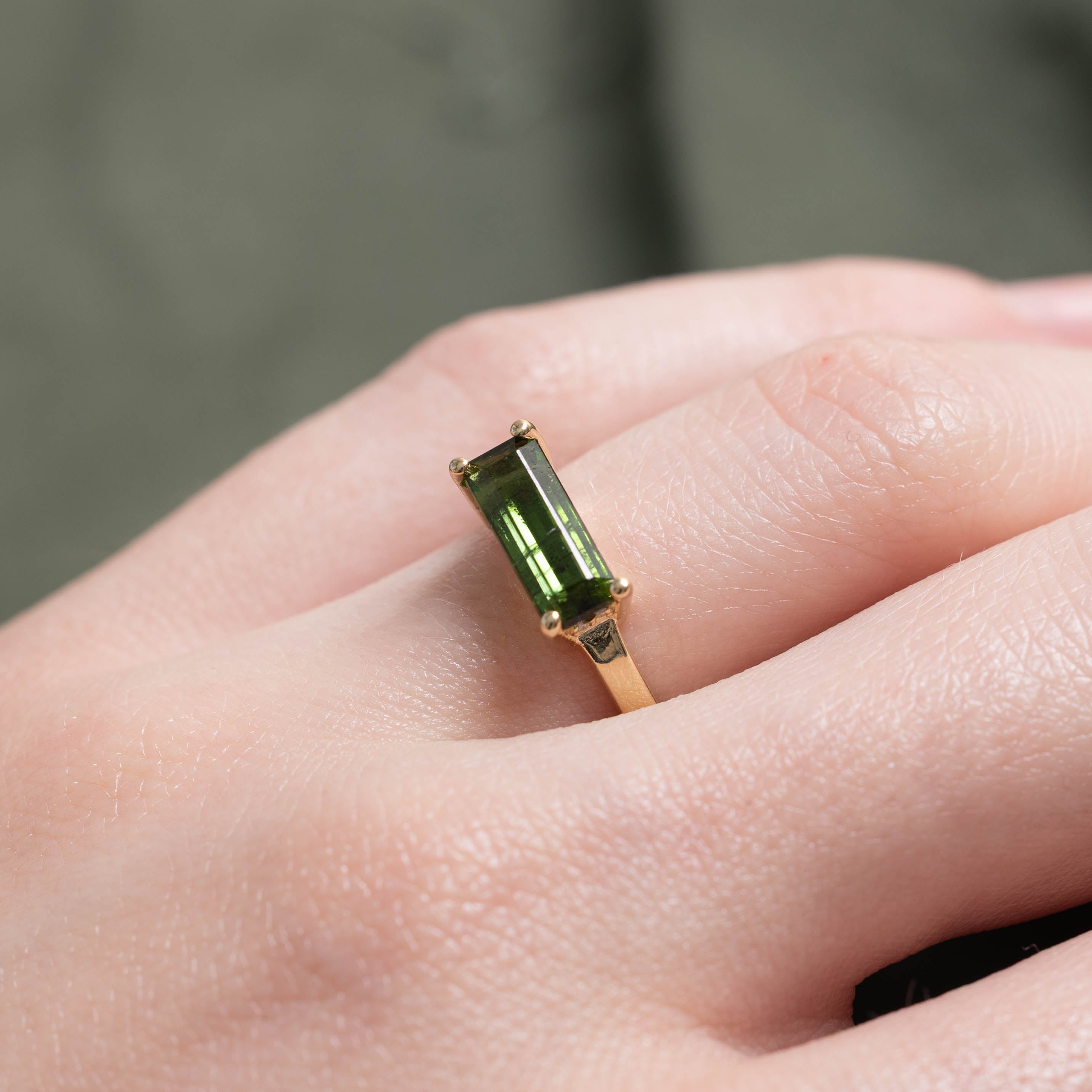 '100 Ways' 14k East West Tourmaline Ring with Diamond Halo | 1.53ct, 0.05ctw | SZ 6