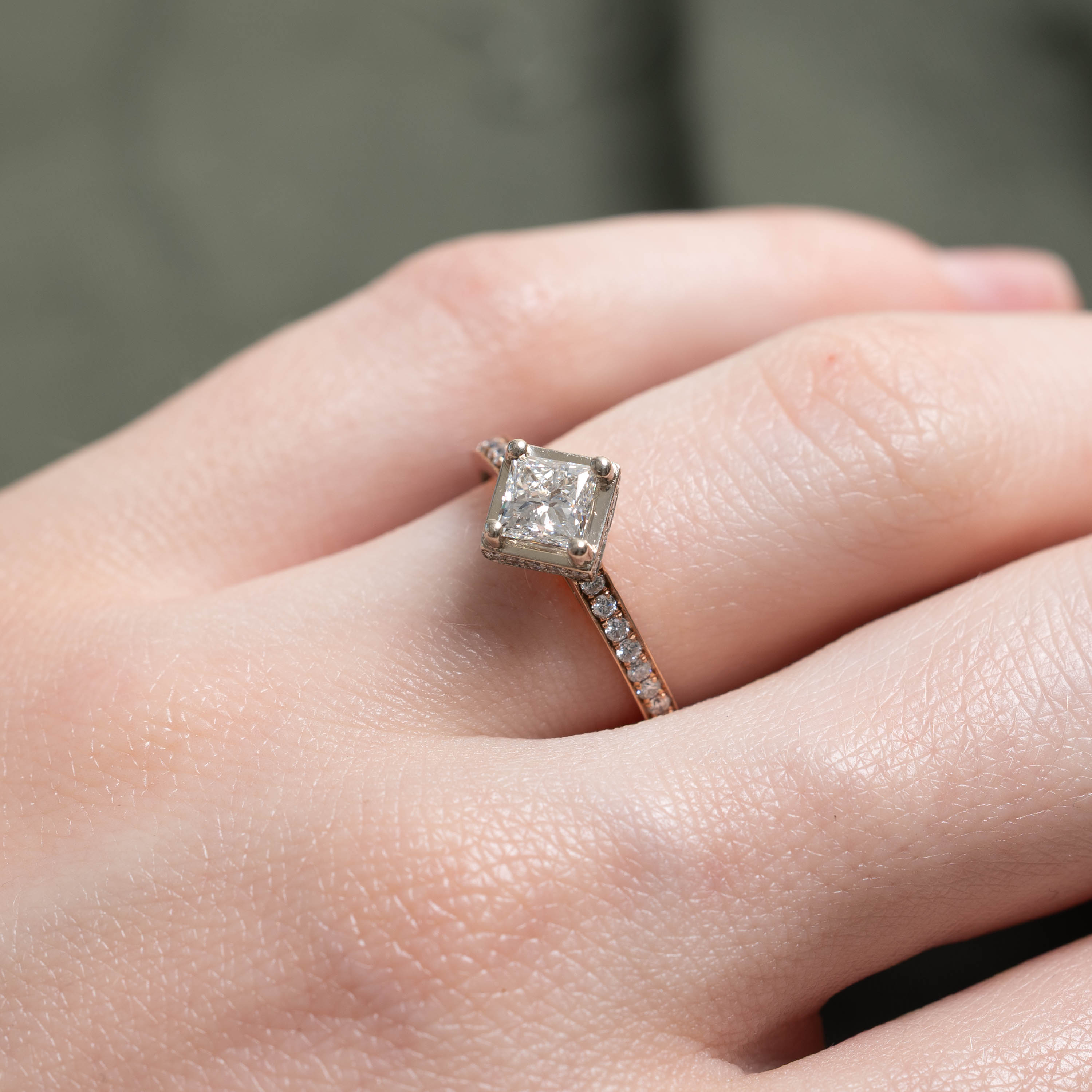 'Noam Carver' GIA Princess Cut Diamond Accented Ring | GIA 0.64ct VS2 H, 0.30ctw | SZ 5.5 |
