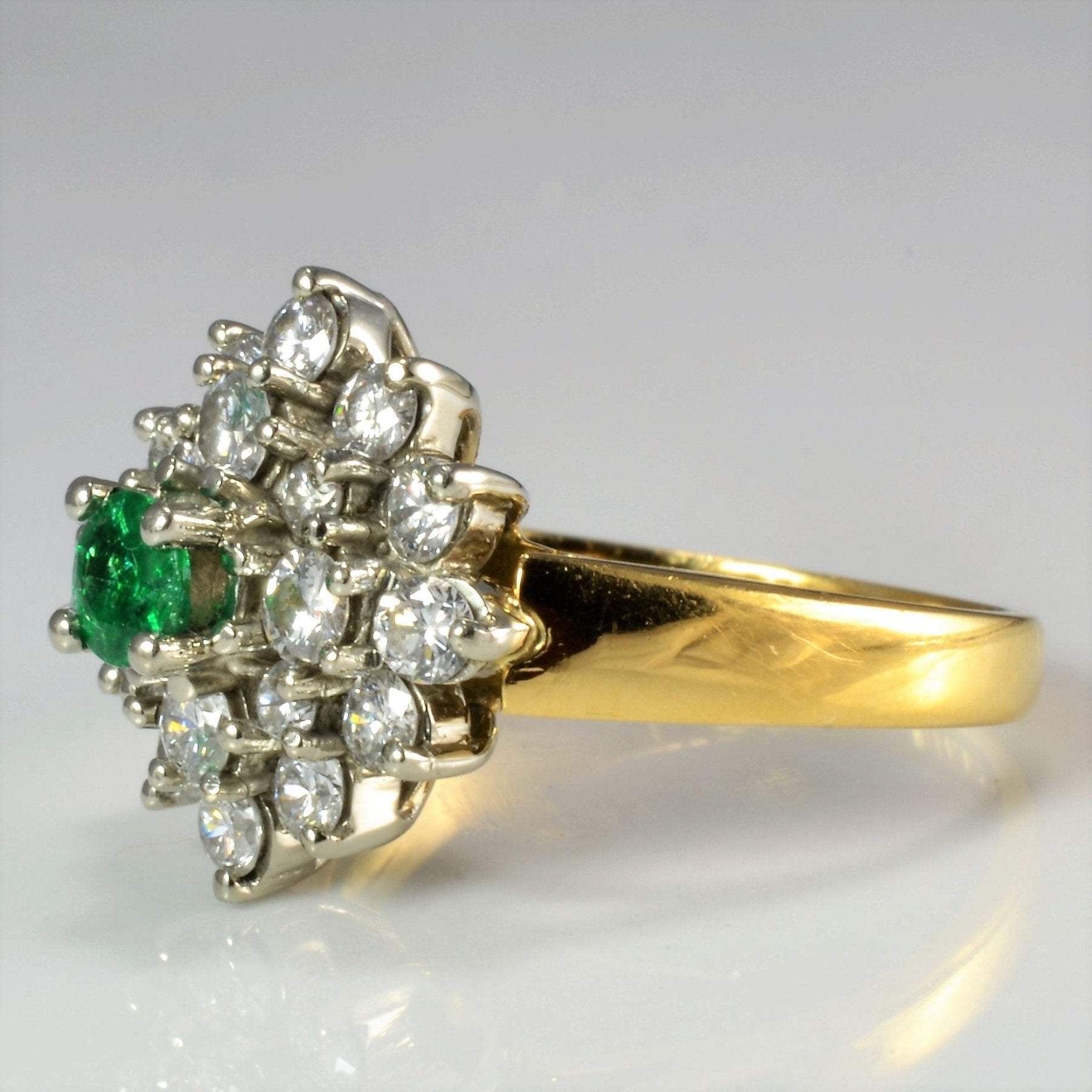 'Birks' Cluster Diamond & Emerald Ladies Ring | 0.64 ctw, SZ 5 | - 100 Ways