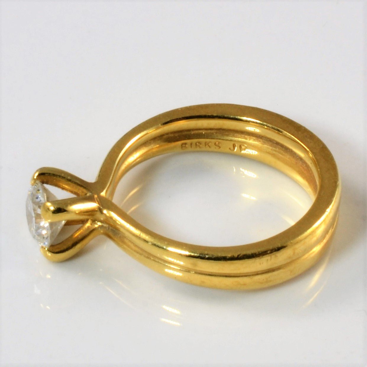 'Birks' Double Band Solitaire Diamond Engagement Ring | 0.55ct | SZ 5 | - 100 Ways