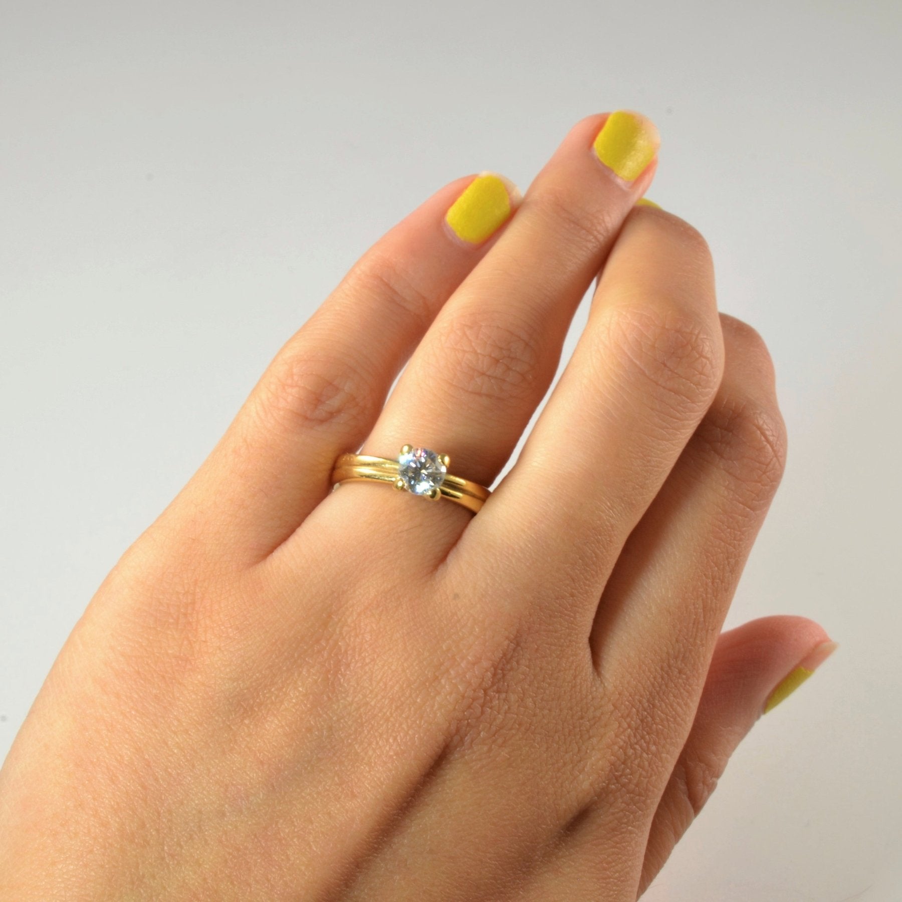 'Birks' Double Band Solitaire Diamond Engagement Ring | 0.55ct | SZ 5 | - 100 Ways