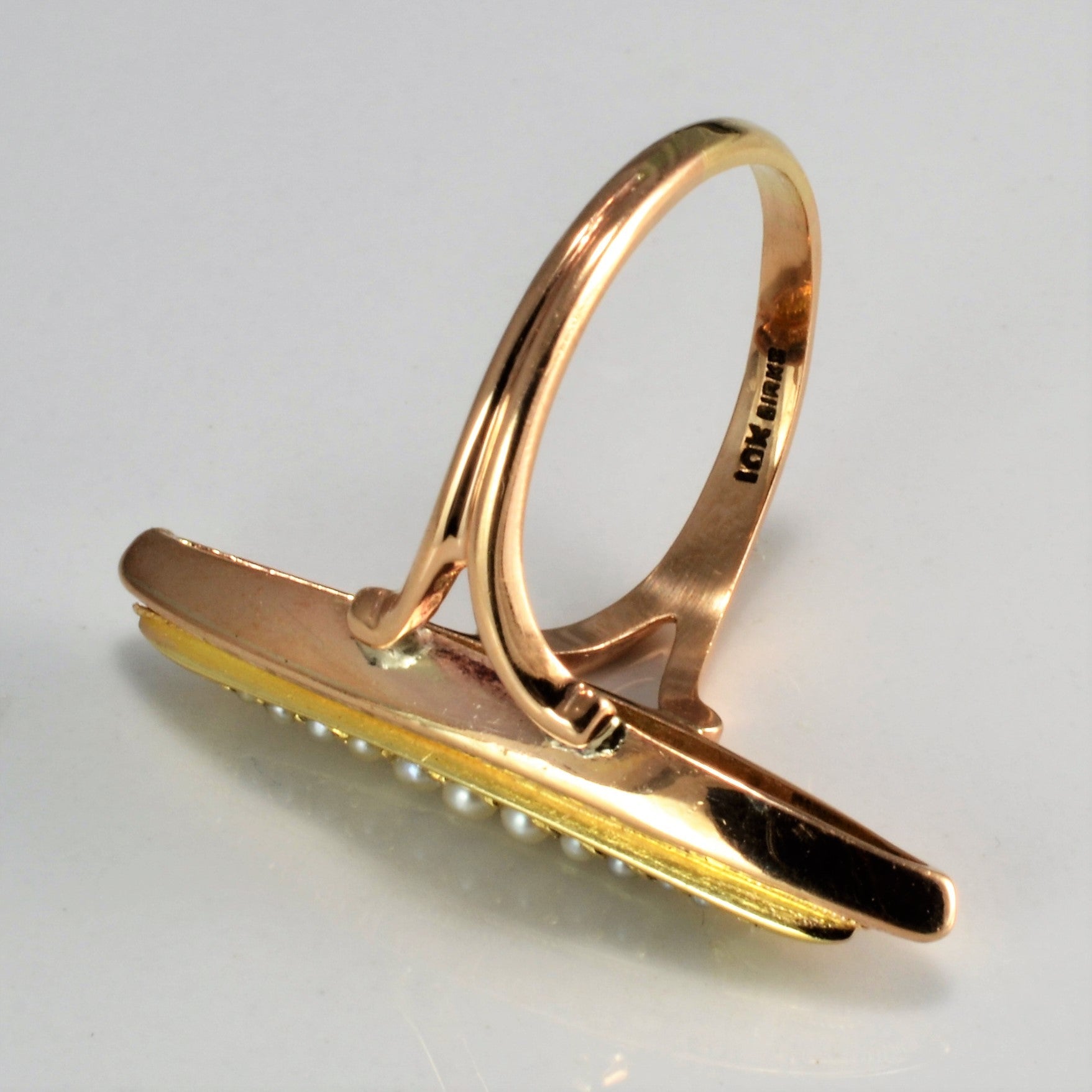 'Birks' Early 1900s Seed Pearl Navette Ring | SZ 8.75 | - 100 Ways