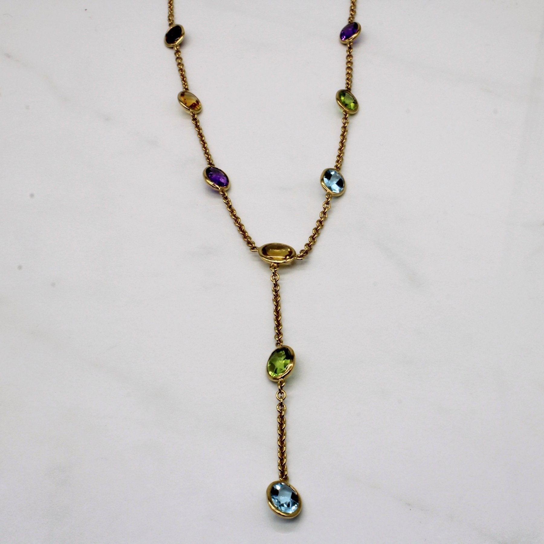 'Birks' Multi Gem Drop Necklace | 26.30ctw | 16" | - 100 Ways