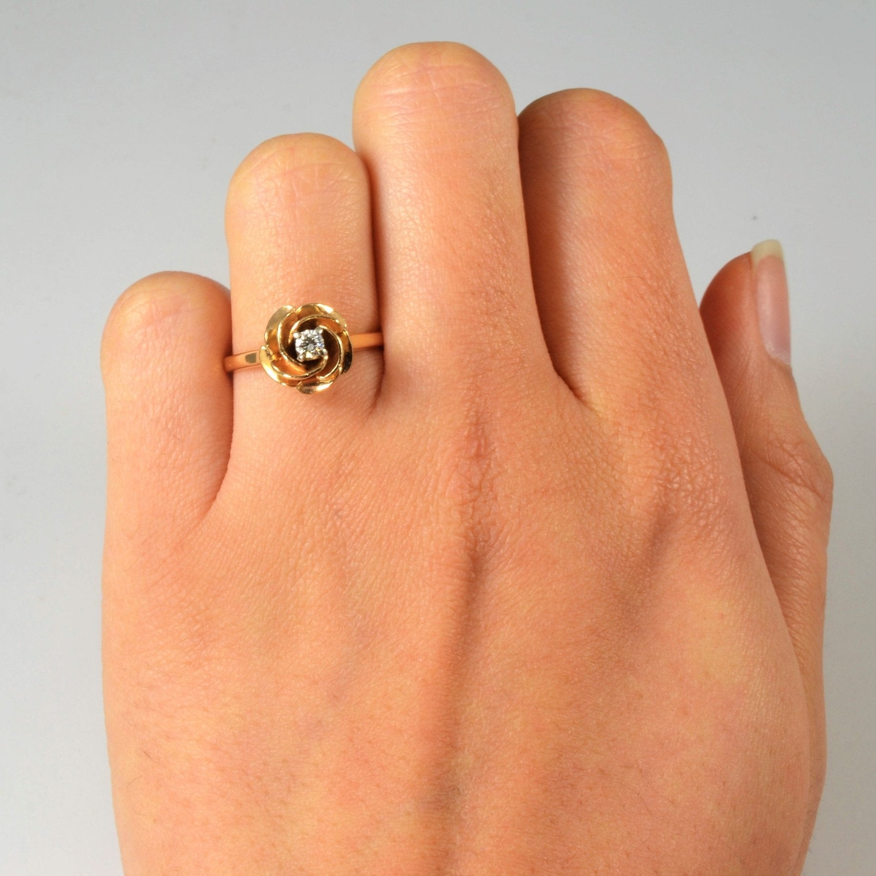 'Birks' Solitaire Diamond Rose Ring | 0.08ct | SZ 5.25 | - 100 Ways