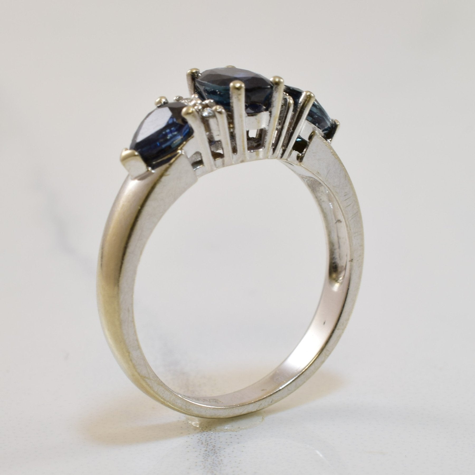 'Birks' Three Stone Sapphire Ring | 1.30ctw, 0.04ctw | SZ 6.5 | - 100 Ways