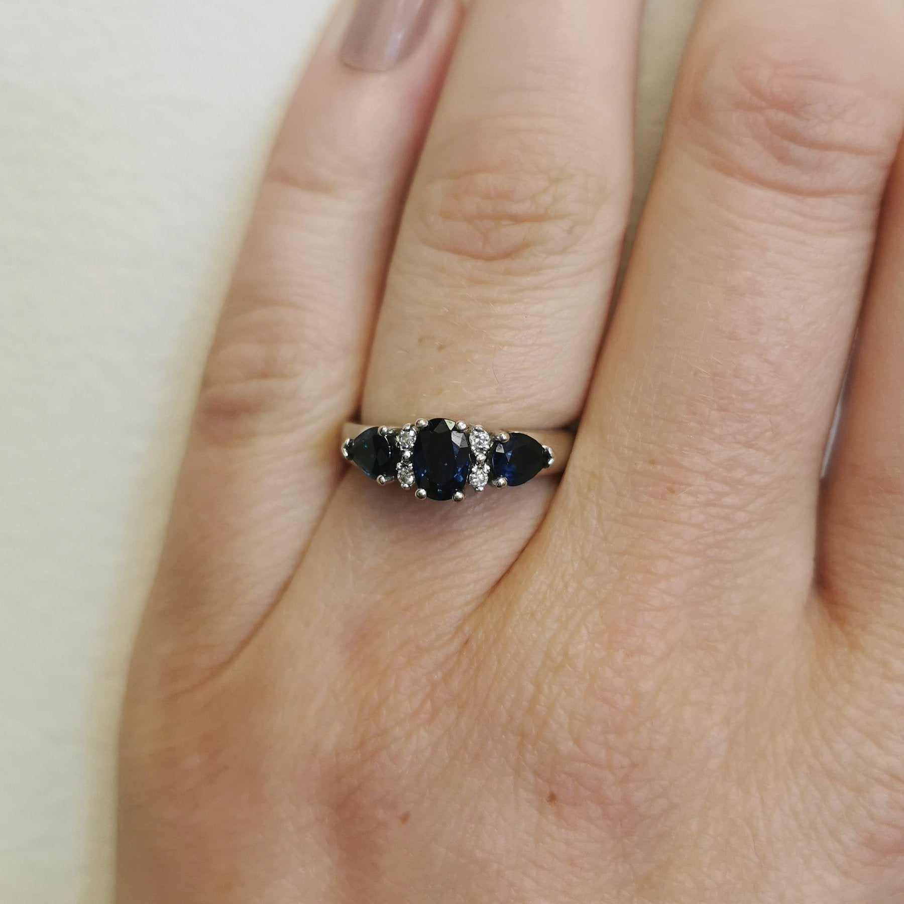 'Birks' Three Stone Sapphire Ring | 1.30ctw, 0.04ctw | SZ 6.5 | - 100 Ways