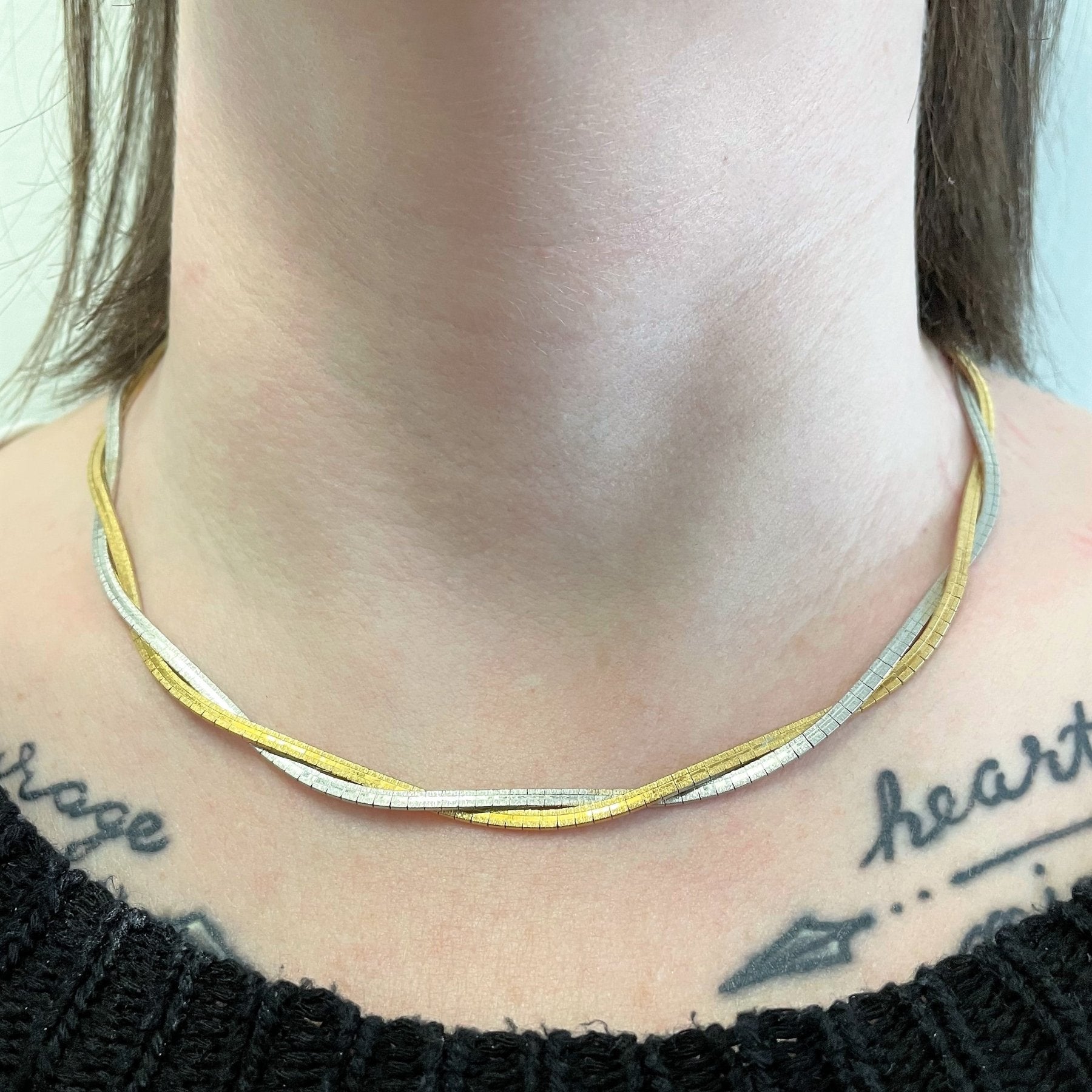 'Birks' Two Tone Braided Gold Necklace | 17" | - 100 Ways