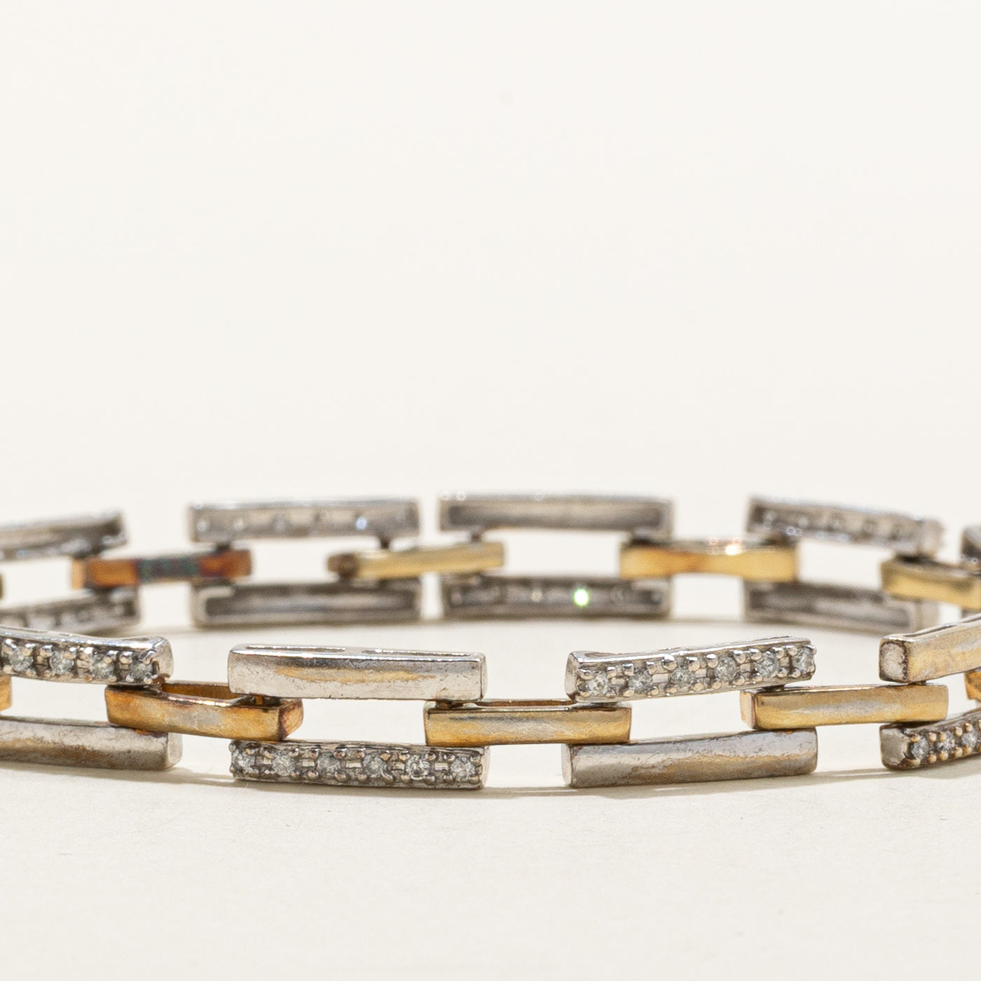 Bracelet en argent sterling serti de diamants rectangulaires | 0,36 ct | 18,4 cm