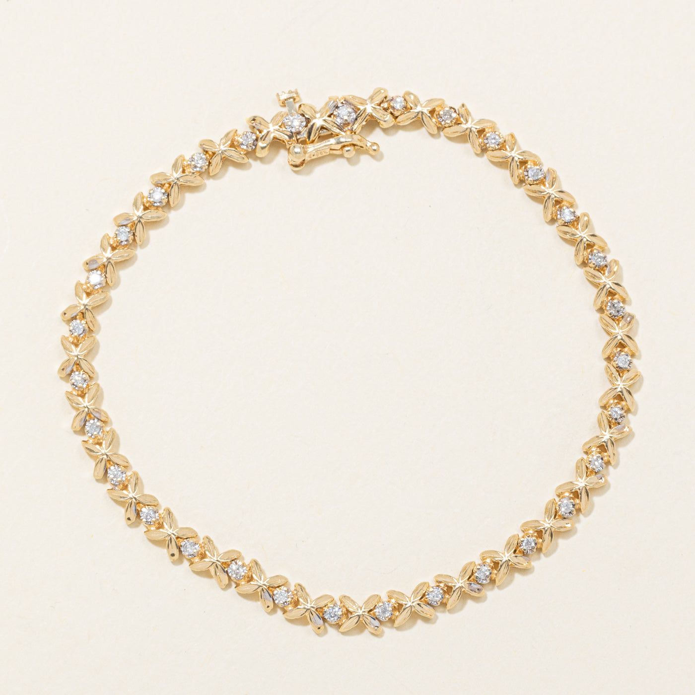 14K Diamond Floral Tennis Bracelet | 0.28ctw | 7"