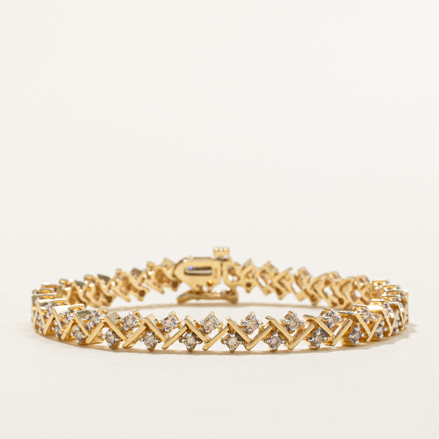 14K Yellow Diamond Geometric Tennis Bracelet | 1.68ctw | 7"