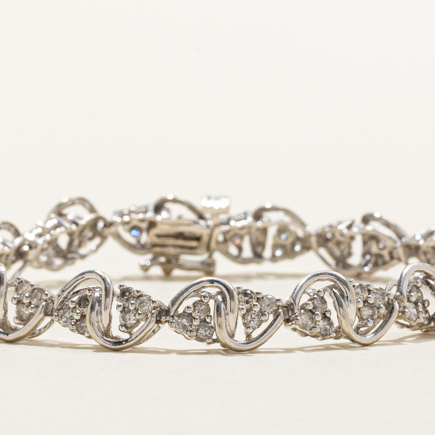 14K Diamond Cluster Wave Tennis Bracelet | 2.25ctw | 7"