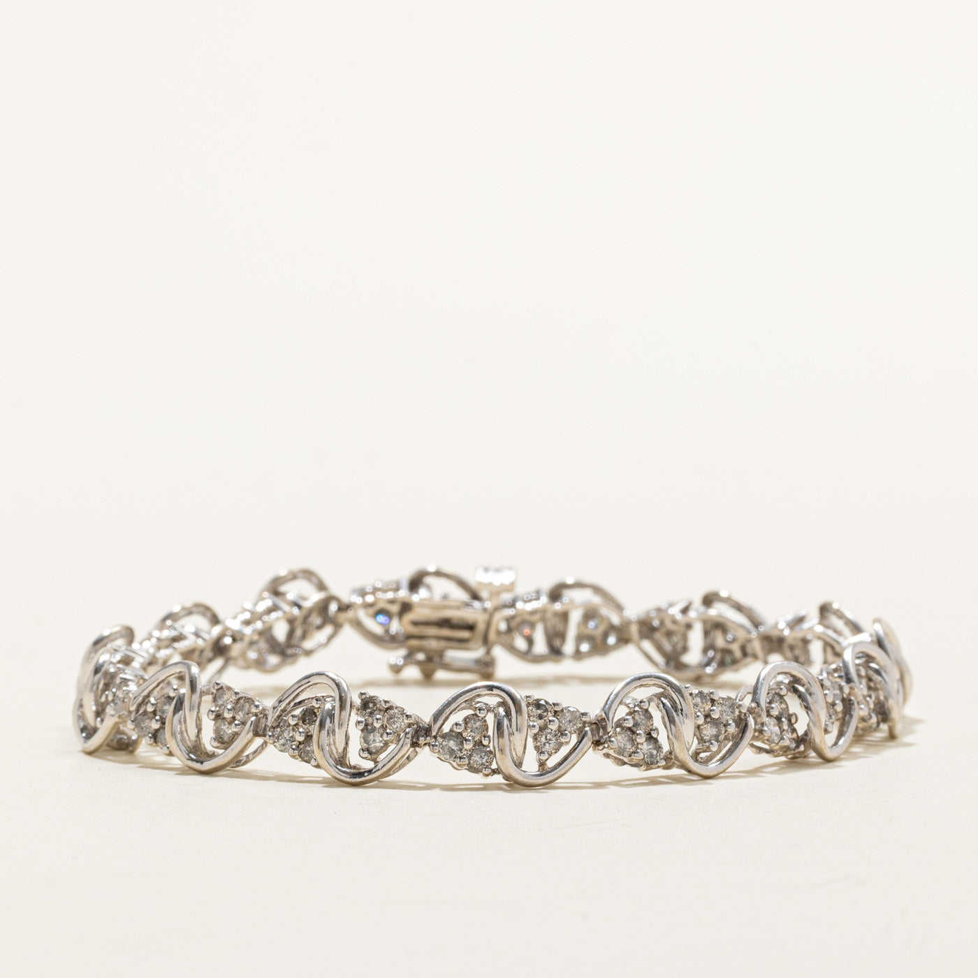 14K Diamond Cluster Wave Tennis Bracelet | 2.25ctw | 7"