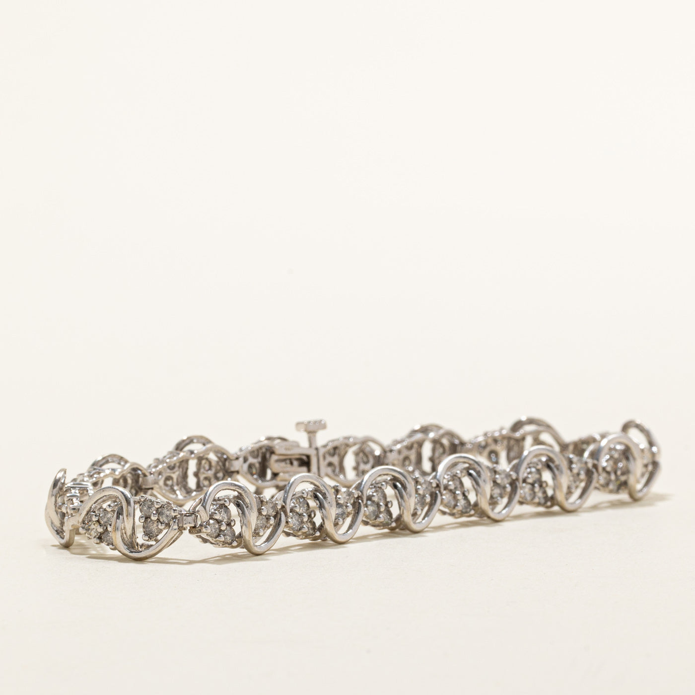 14K Diamond Cluster Wave Tennis Bracelet | 2.25ctw | 7"