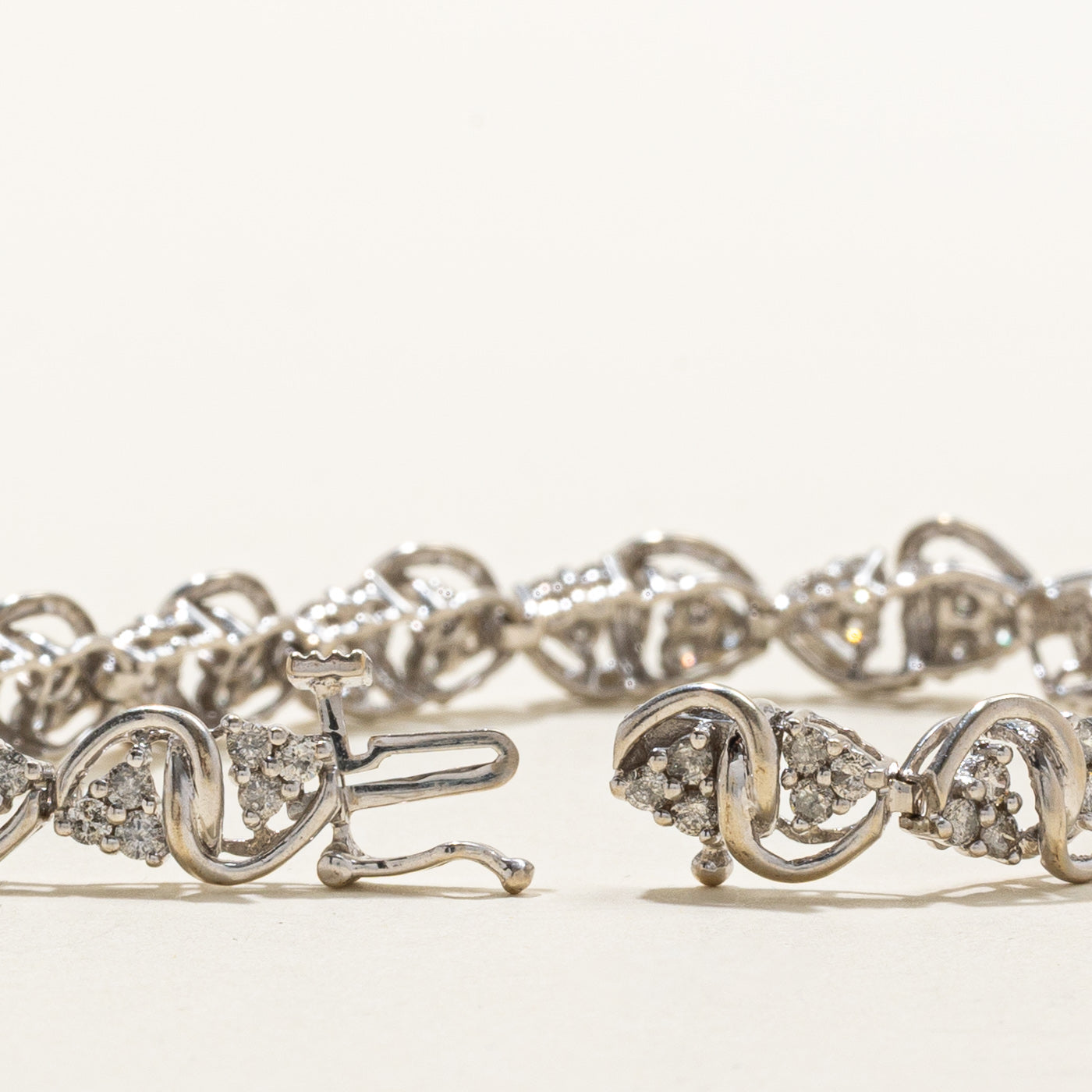 14K Diamond Cluster Wave Tennis Bracelet | 2.25ctw | 7"