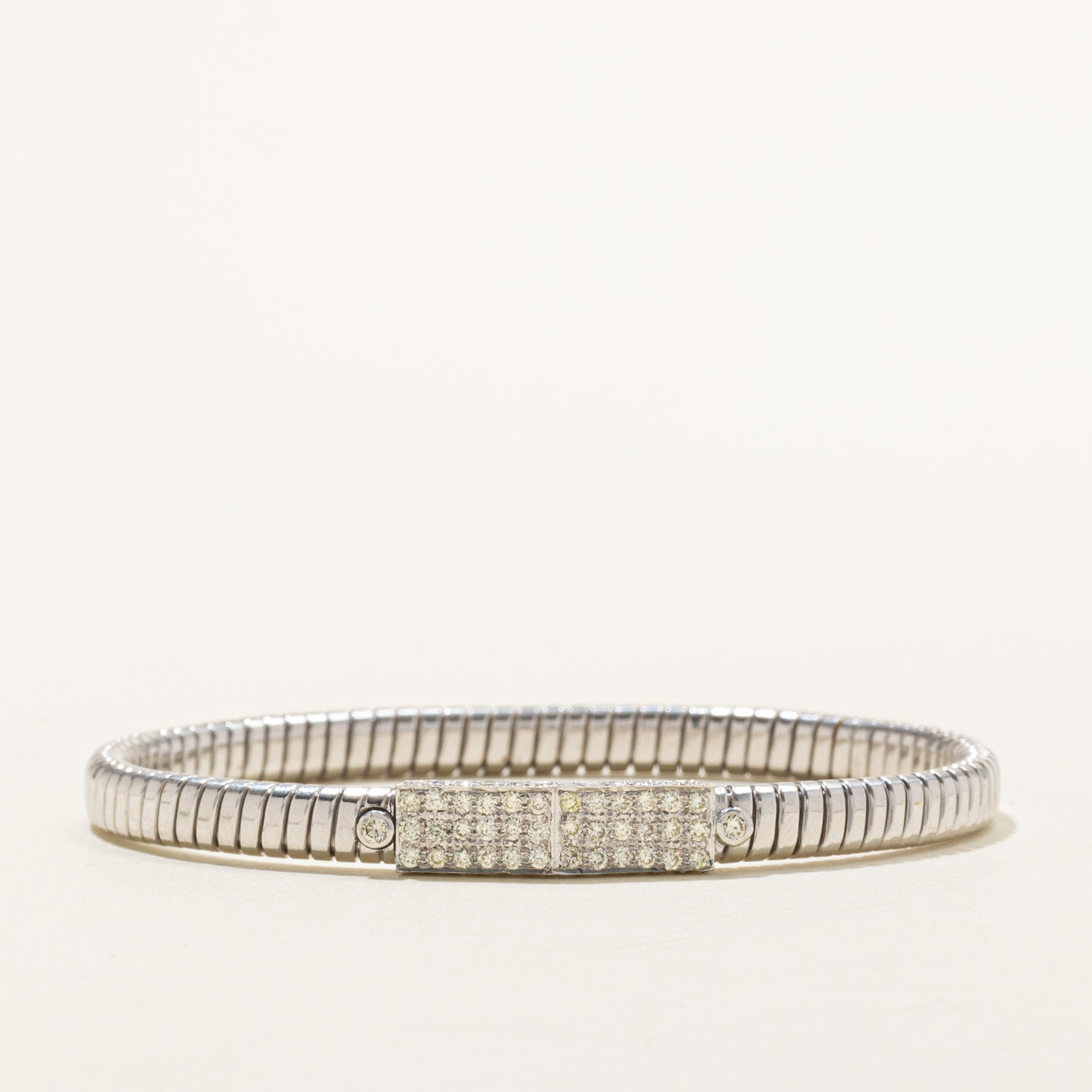 18k White Gold Diamond Bar Snake Chain Bracelet | 1.00ctw | 7.25"