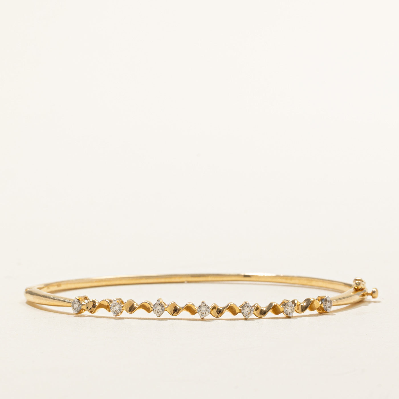 18k Diamond Geometric Wave Bangle | 0.36ctw | 7"