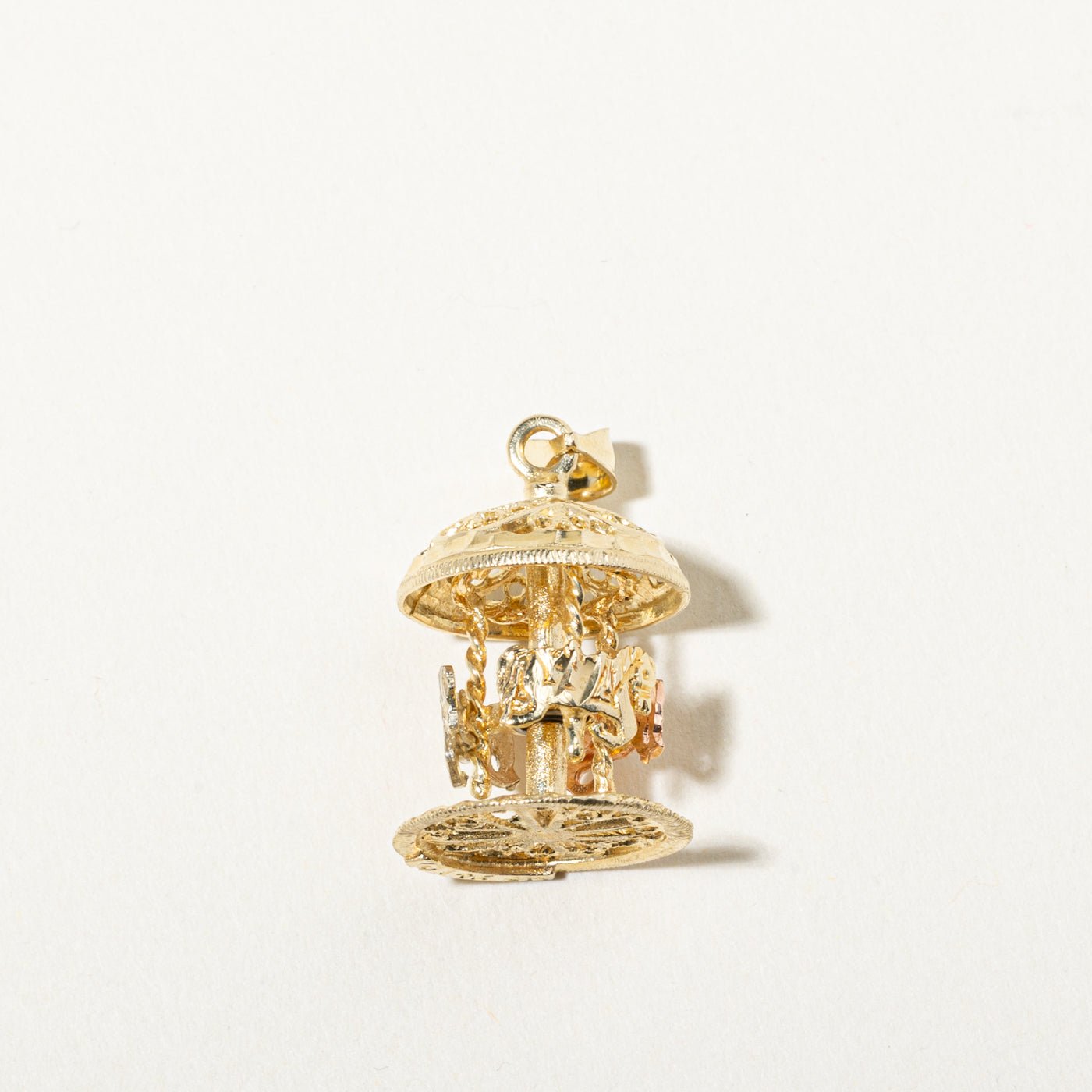 14k Yellow & Rose Gold Milgrained Carousel Charm