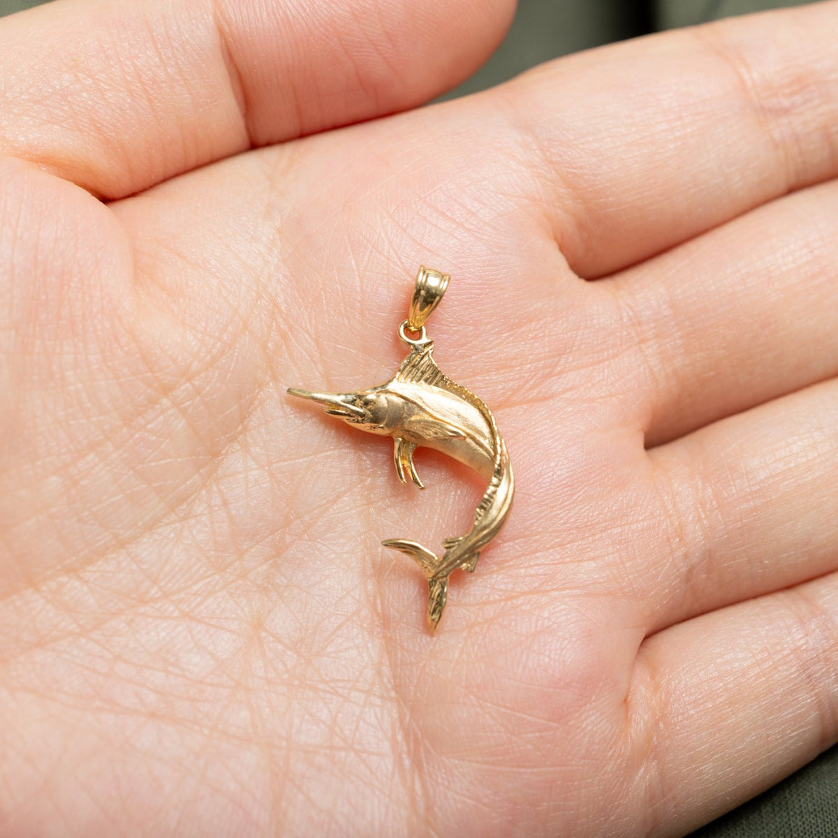 14k Yellow Gold Marlin Pendant