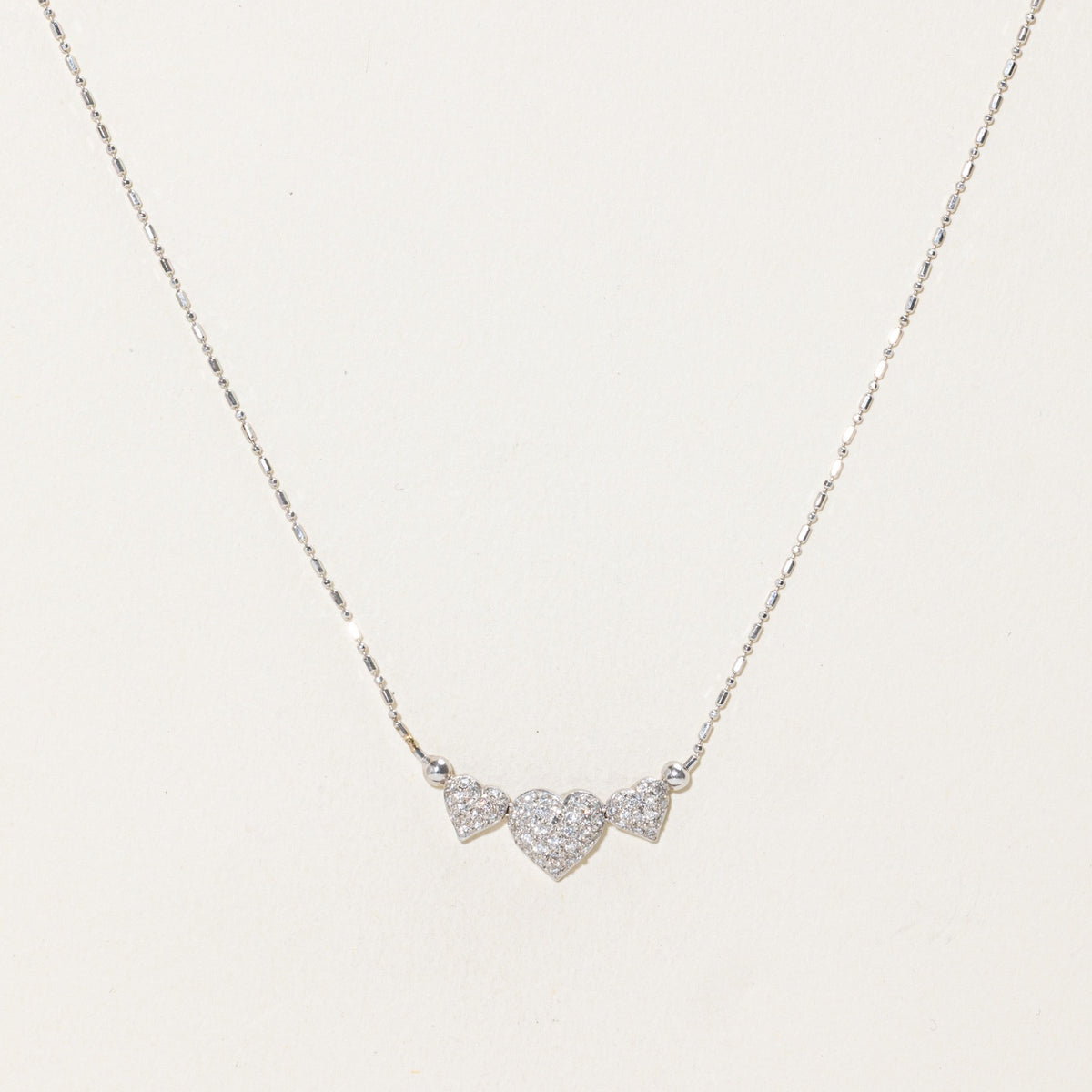 Italian Pave Set Diamond Heart Pendant Necklace | 16"