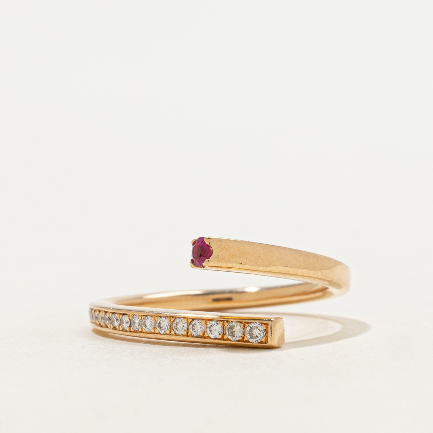 18K Ring with Diamond Accents with Synthetic Ruby