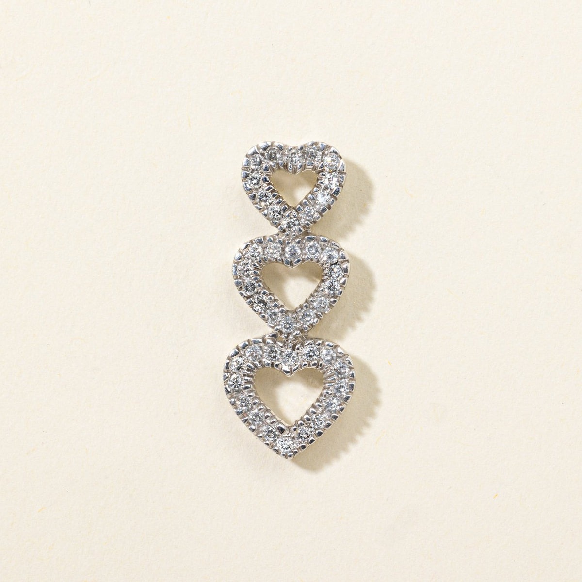 14k Pave Set Diamond Open Heart Drop Pendant | 0.45ctw