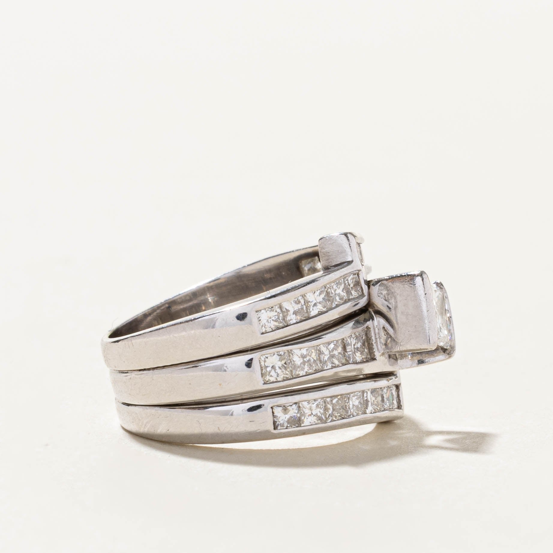 18k Channel Set Diamond Architectural Stacked Ring | 2.43ctw | SZ 5.75