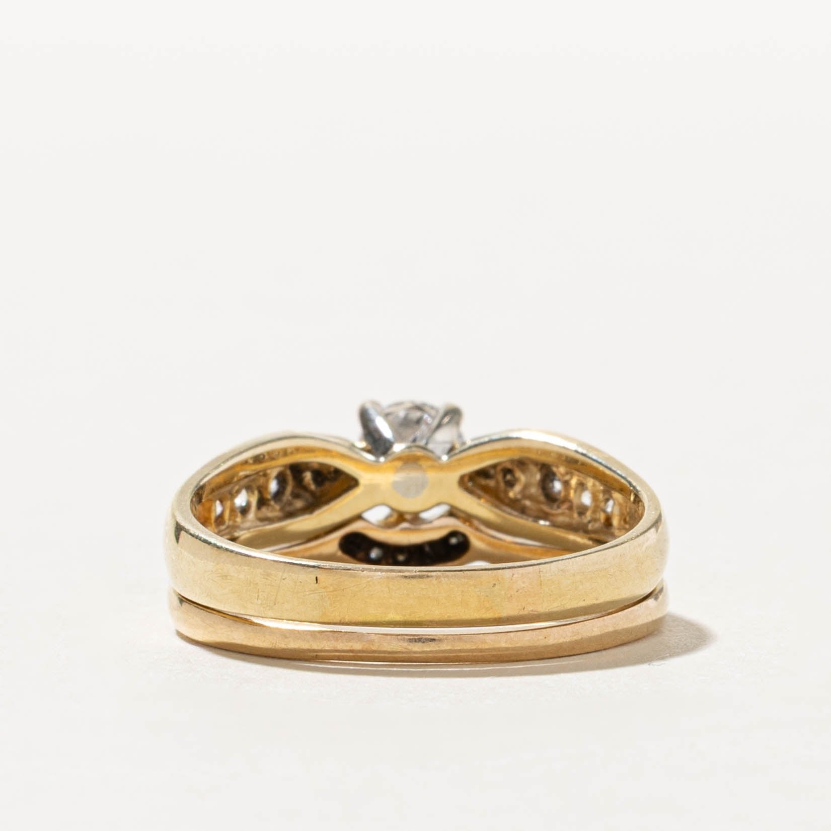 14k Channel Set Diamond Contour Ring Stack | 0.72ctw | SZ 9.75