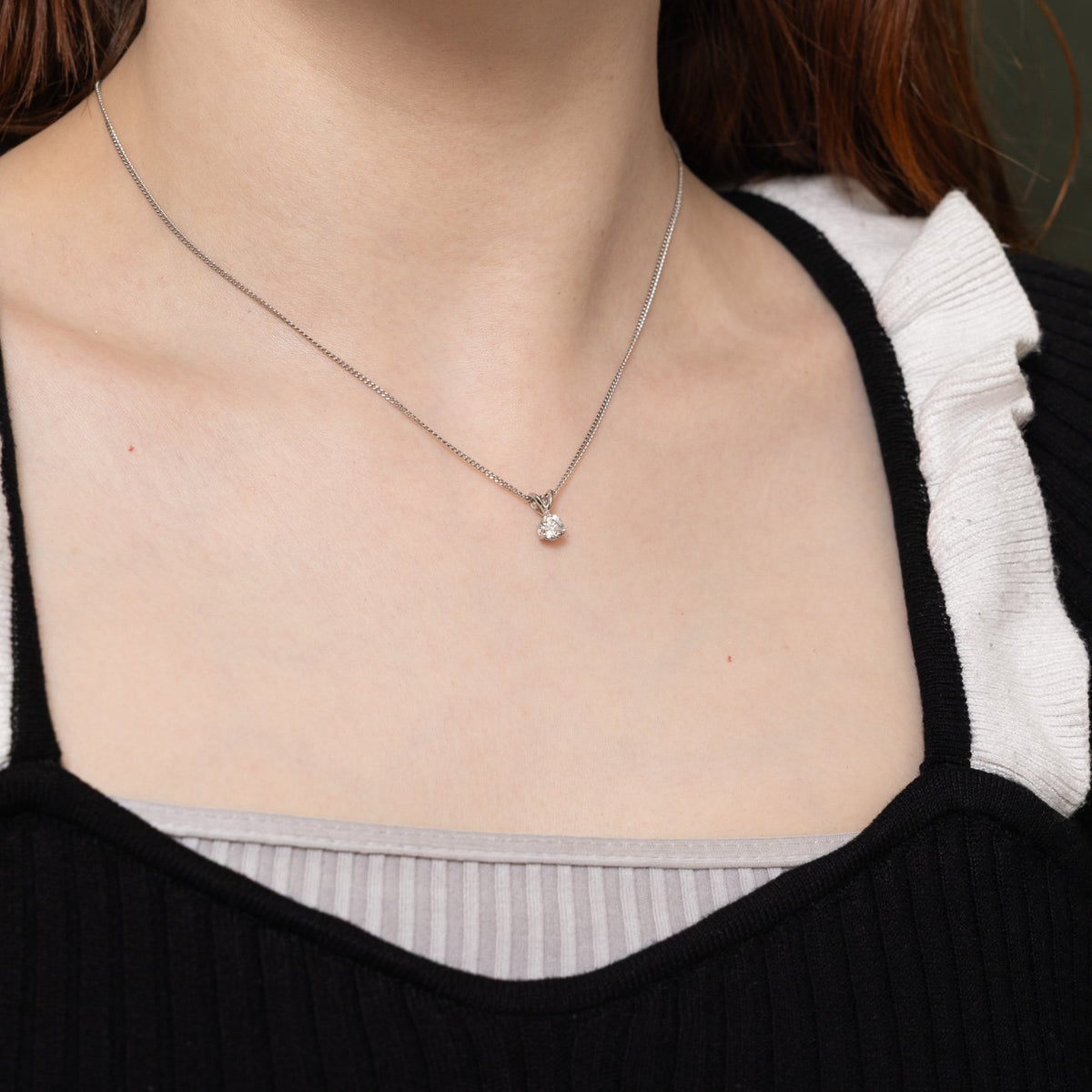 14k Solitaire Diamond Pendant | 0.46ct I2 J