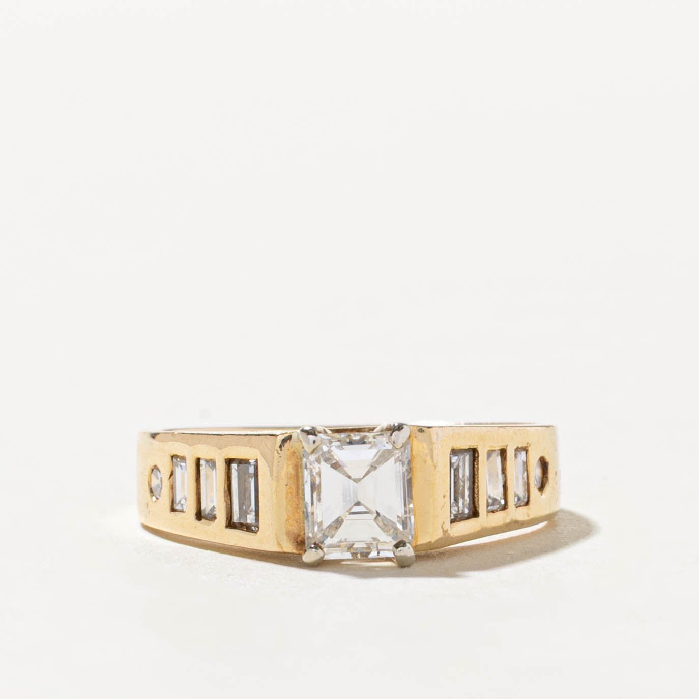 14k Flush Set Diamond Geometric Ring | 1.04ctw | SZ 6.25
