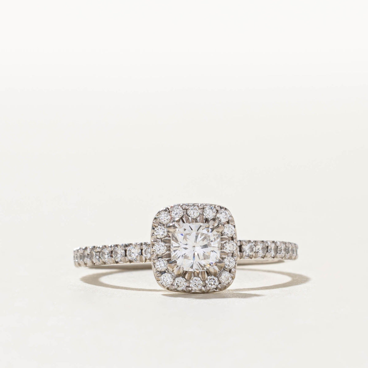 18k Pave Set Diamond Halo Engagement Ring | 0.61ctw | SZ 7