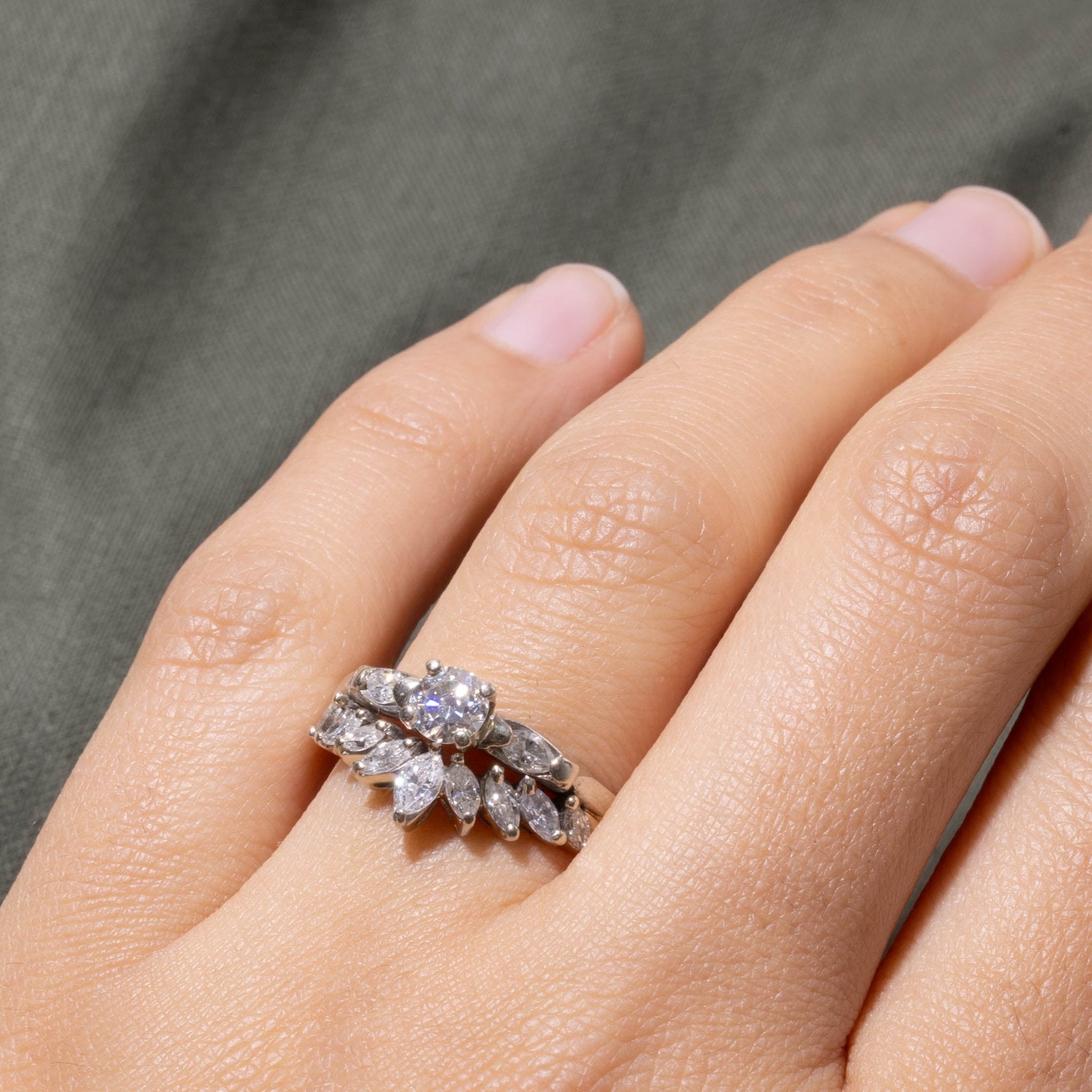 14k Marquise Cut Diamond Spray Guard Ring | 1.65ctw | SZ 8.5