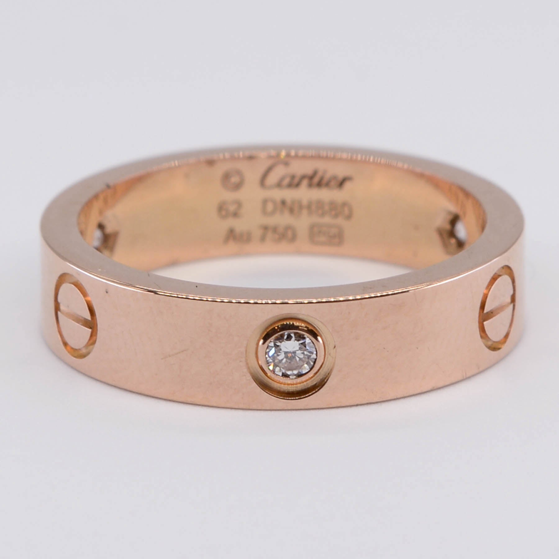 'Cartier' Three Diamond Love Ring in Rose Gold SZ 10 (Cartier  Size 62)