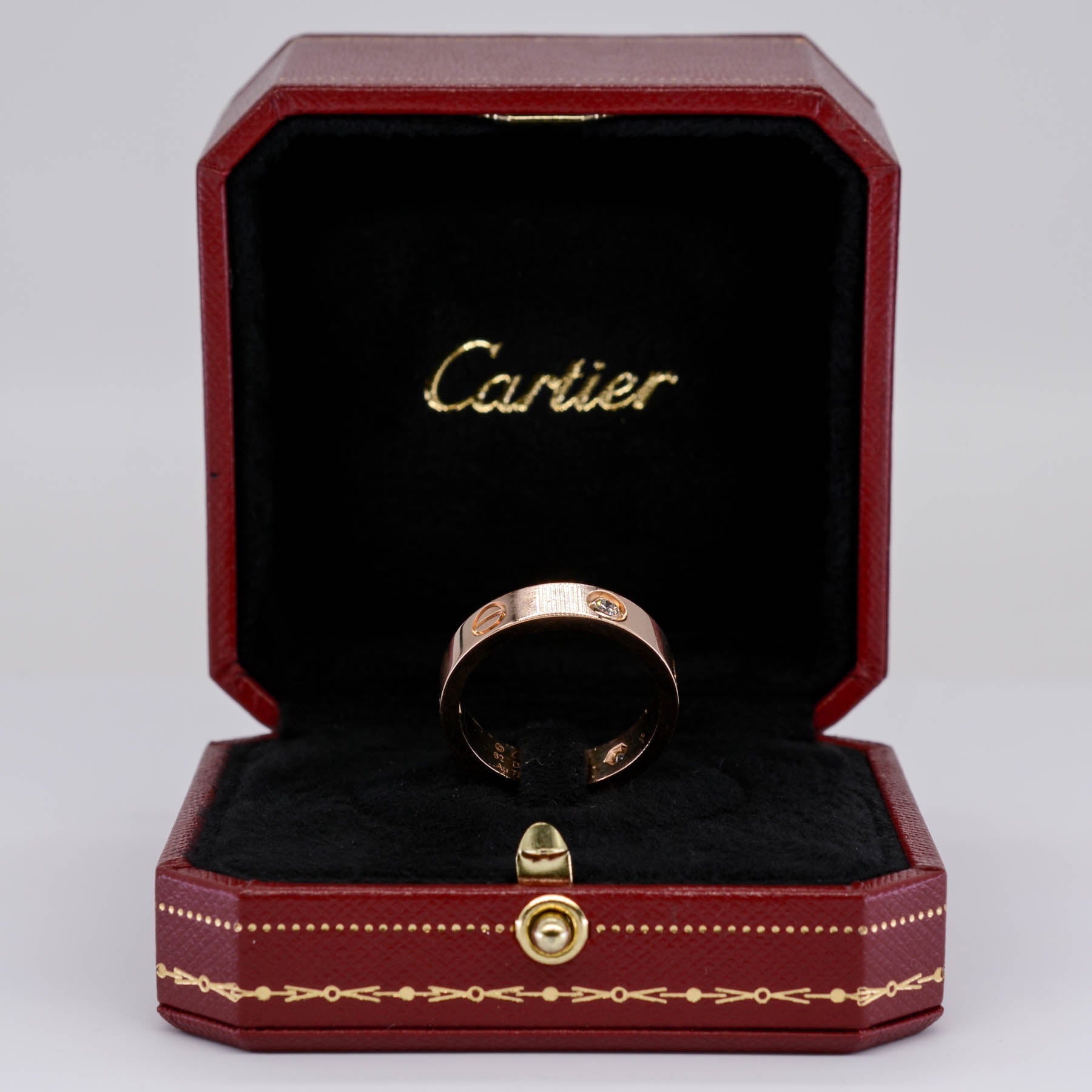 'Cartier' Three Diamond Love Ring in Rose Gold | 0.22ctw | SZ 10 (Cartier Size 62) - 100 Ways