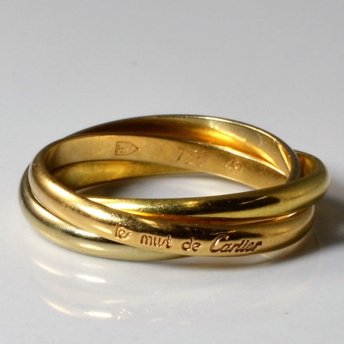 Cartier Vintage Les Must de Cartier Tri Color Trinity Band SZ 4.25 100 Ways