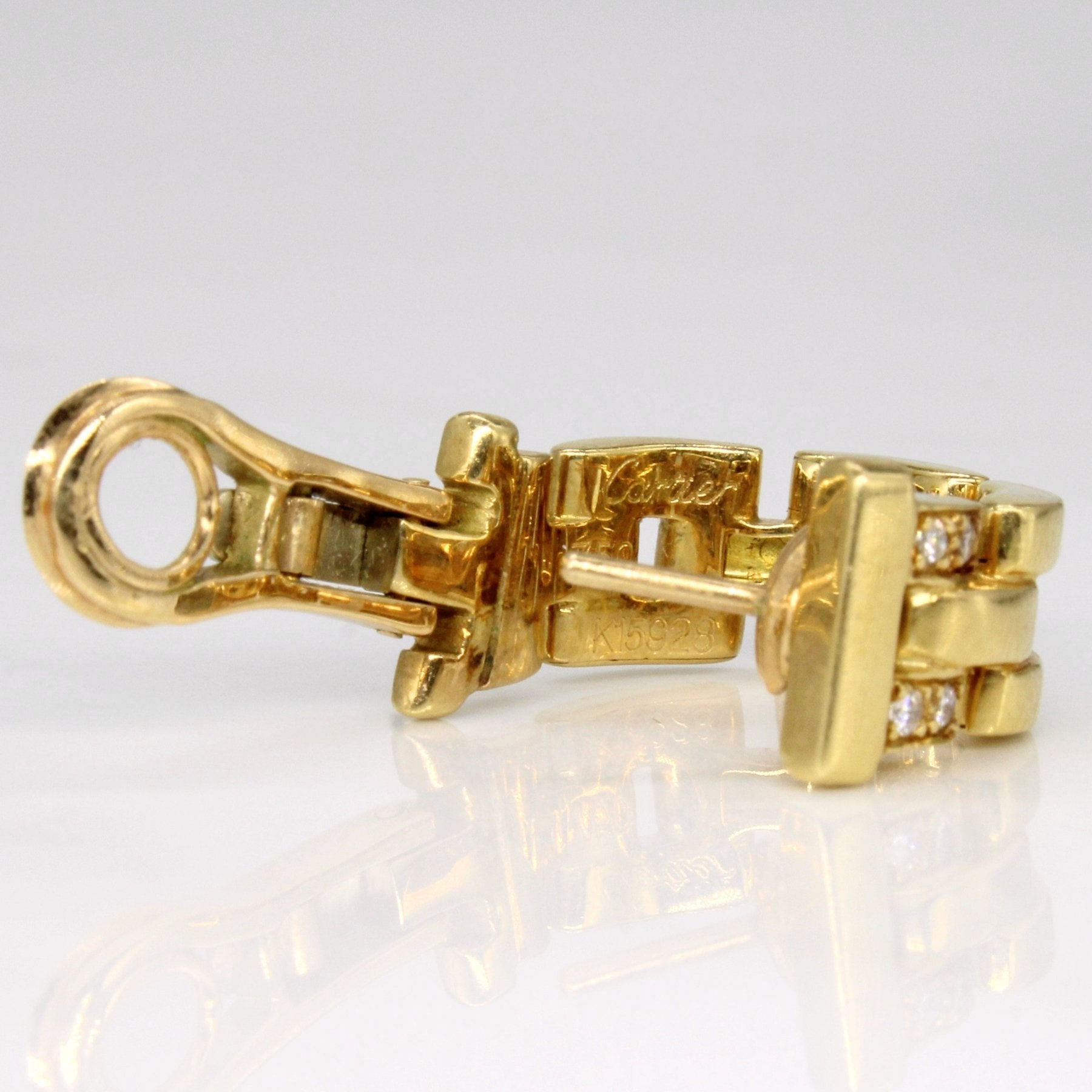 'Cartier' Vintage Maillon Pantheré Diamond Hoop 18k Earrings | 0.28ctw | - 100 Ways